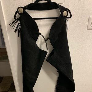 Western chaps black suede